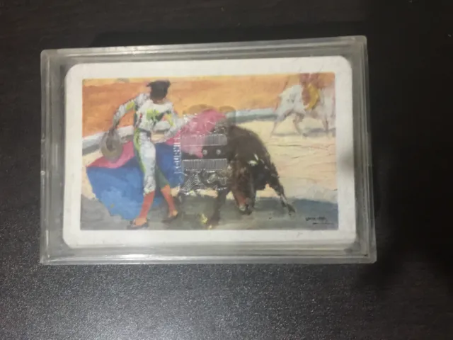 vintage playing cards in box bull fighting matador