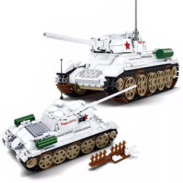 Building Blocks MOC Military WW2 T34 Main Battle Tank Model Bricks DIY Kids Toys