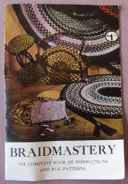 Folleto de instrucciones vintage Braidmastery y patrones de alfombras trenzadas
