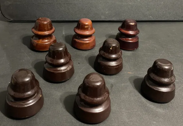 Ceramic Insulators LOT (2) Pinco, (6)Unbranded All Brown Glazed OFFERS WELCOME!