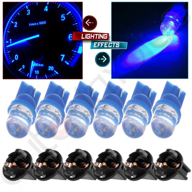 6Pcs Blue T10 Wedge In Miniature Socket Bulb Instrument Panel Cluster Light Lamp