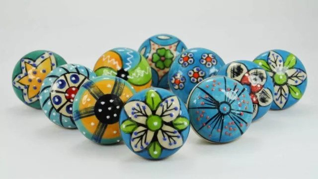 Shabby chic cupboard door knobs handles drawer pulls. Vintage ceramic knobs 10Pc