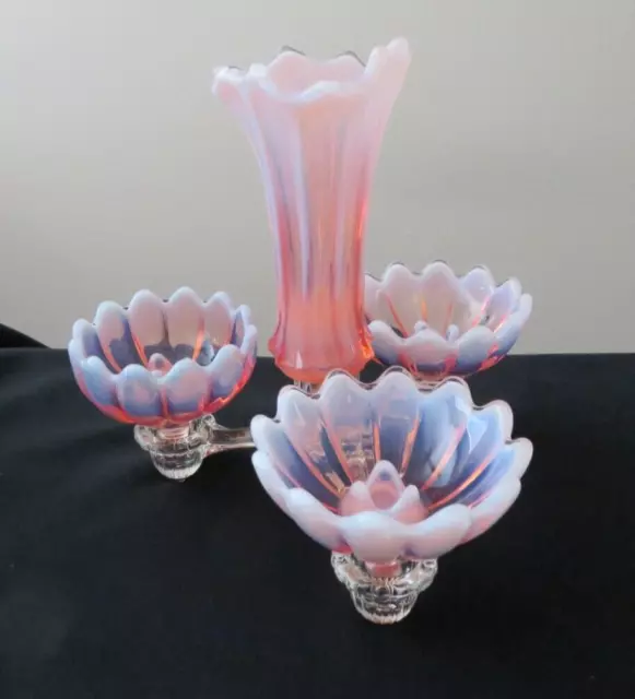 Fostoria Heirloom Pink Opalescent Table Charm Large Center Vase 1950's