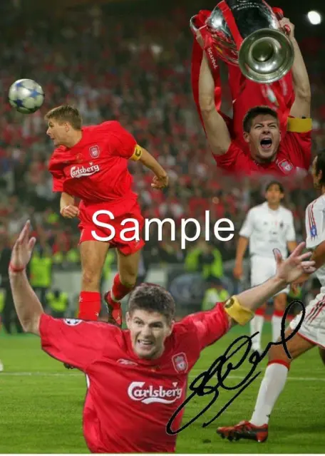 Signed Steven Gerrard Liverpool Istanbul Collage Autographed Photo Picture Frame 2