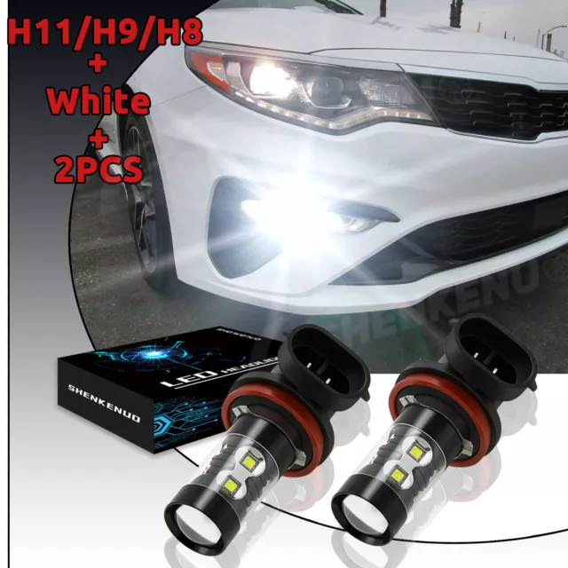 2pc H8 LED Fog Light Bulb 6000K Bright White For KIA Optima 2011 2012 2013- 2015