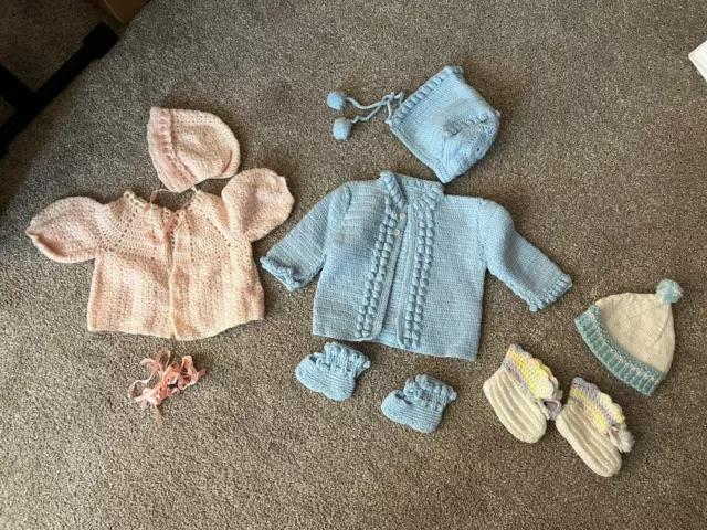 Vintage Infant  Knit and Crocheted Sweater  Sets