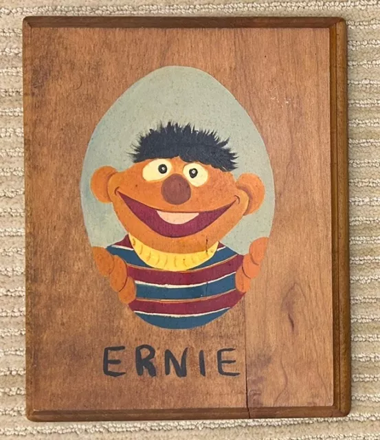 Sesame Street Big Bird Bert Ernie Cookie Hand Painted Wood Art Wall Plaque 3