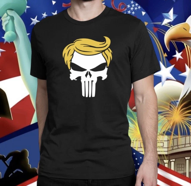 Marvel Men’s The Punisher Funny Skull Trump Hair XL Graphic T-shirt Comics
