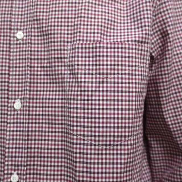 Brunello Cucinelli Button-Down Shirt Red Micro Plaid Cotton Size Extra Large 3