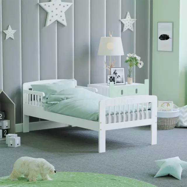 White Wood Bed Frame Toddler Childrens Kids Junior Bedframe Bedroom Furniture