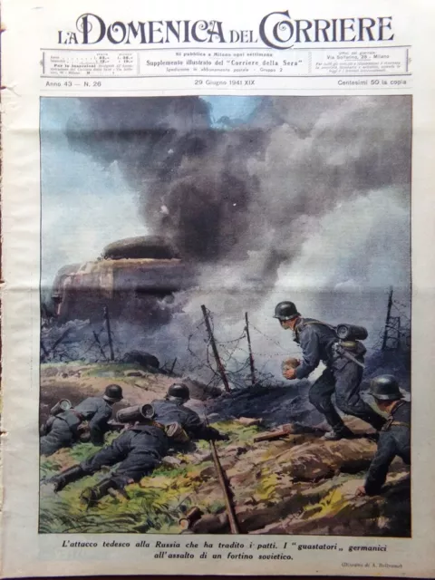 La Domenica del Corriere 29 Giugno 1941 WW2 Attacco Germania Russia Carte Gioco