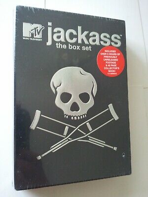 Jackass DVD Box Set Shrinkwrap 5 Hours Unreleased Footage 48 page Book 4 Forever