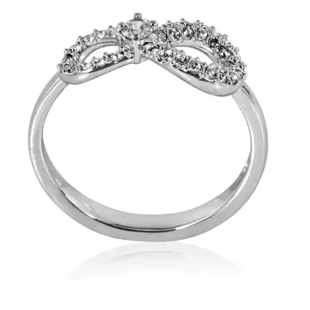 Swarovski Rhodium Plated Infinity Ring, Size 52