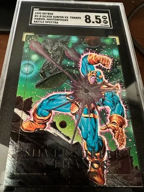1992 Marvel Masterpieces Battle Spectra 2-D Silver Surfer/Thanos SGC 8.5🔥Mint🔥