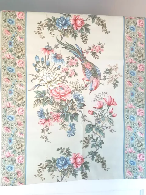 Vintage Crowson Francoise Cotton Fabric 3.4m Floral Exotic Bird Cottage Style