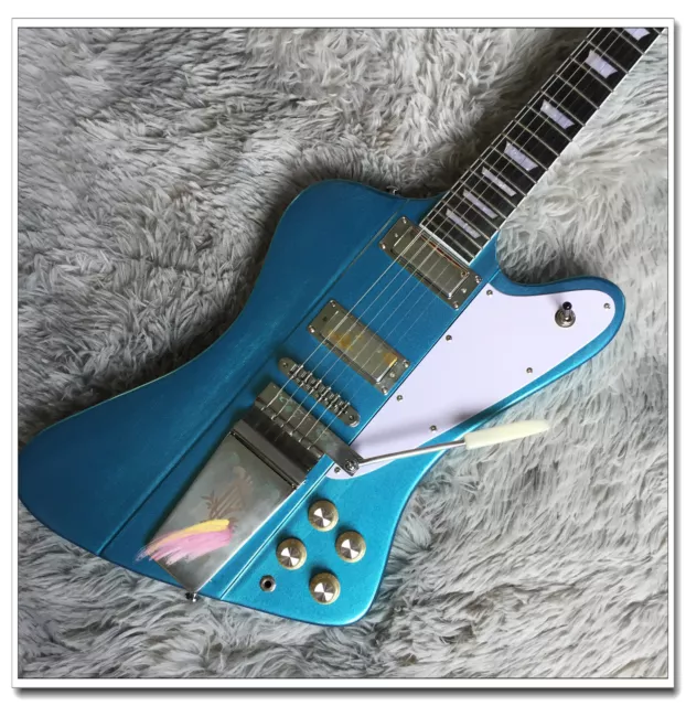 Blue Electric Guitar White Pickguard Mahogany Neck Special Bridge Fast Shipping