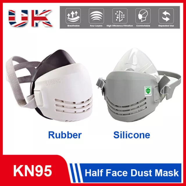 Half Face Gas Mask For Dust Paint Spray Chemical Respirator Reusable Washable UK