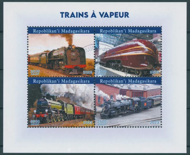 Madagascar 2023 CTO Trains Stamps Steam Engines Locomotives Railways Rail 4v M/S