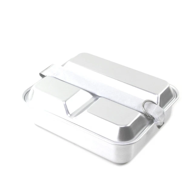 Contenitore per pane scuola acciaio inox militare con fibbia studenti 18,8*15,8*4,5 cm