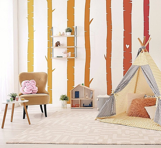 Colorful Birch Tree Wall Rainbow Wall Decals, Stickers, Wall Art Decoration 490