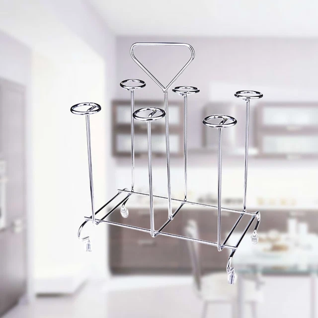Portavasos de acero inoxidable tazas vaso de vino soporte de vástago plateado