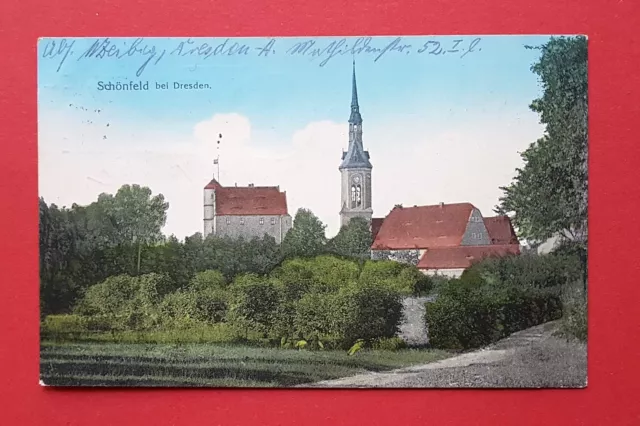 AK SCHÖNFELD bei Dresden 1914 Schloss und Kirche     ( 34957