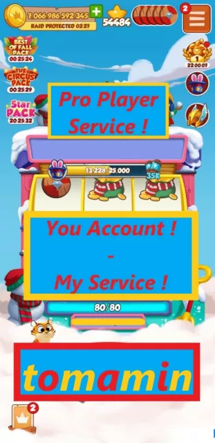 COIN MASTER SERVICE - You New Account - My Service From Level 1-100 £32.39  - PicClick UK