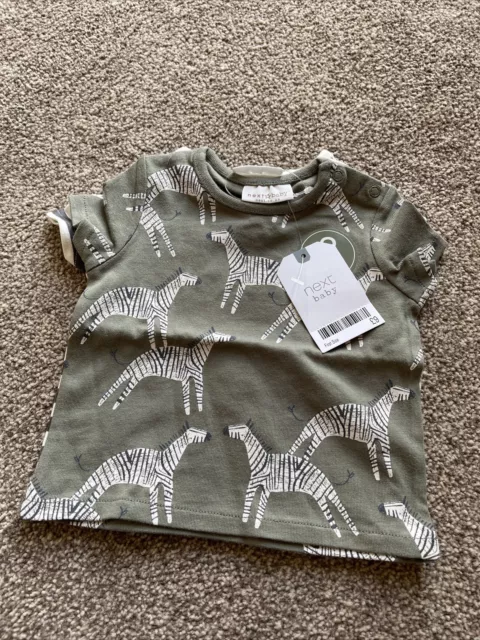 T-shirt neonato Next prima taglia confezione da due stampa zebra cachi neonato