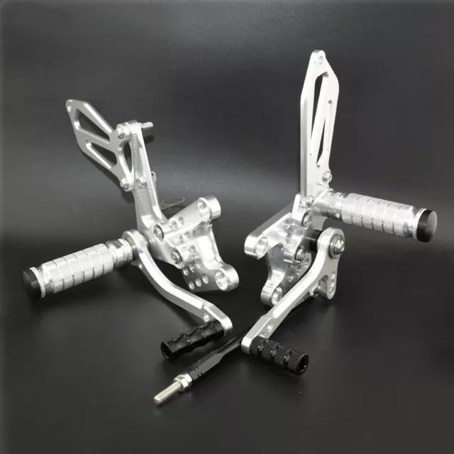 Argento pedane arretrate regolabili rearset per SUZUKI GSXR GSX-R 750 1996-2005