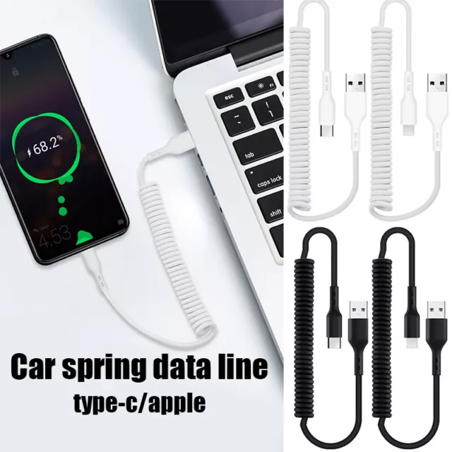 Geflochten Spiral Feder USB Typ-C Für iPhone Schnell Laden Kabel Datenkabel Auto