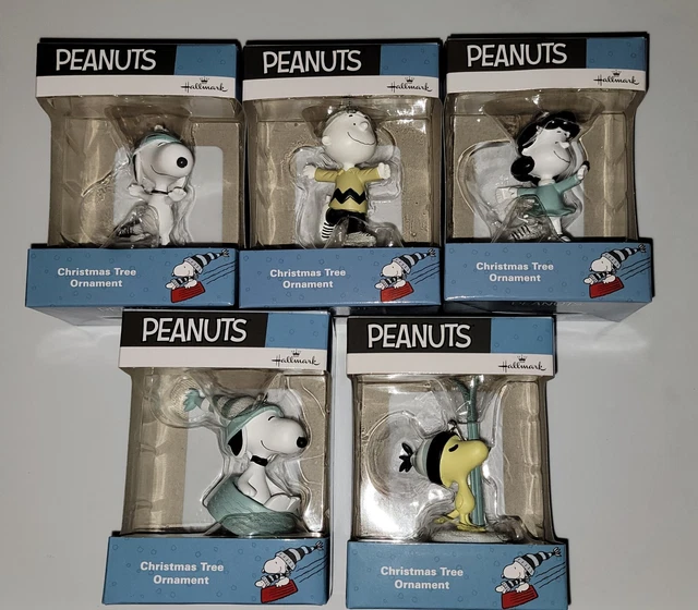 HALLMARK CVS PEANUTS Blue Christmas Ornaments Set Of 5 NIP 49.99