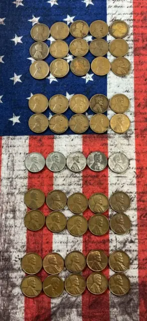 1909-1958 Mix Roll Nice Beginner Lincoln Wheat Cents Pennies Old Collection 007