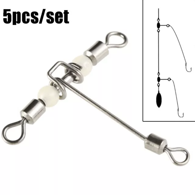 luminous 3 way connector T-shape fishing swivels rolling swivel with pearl