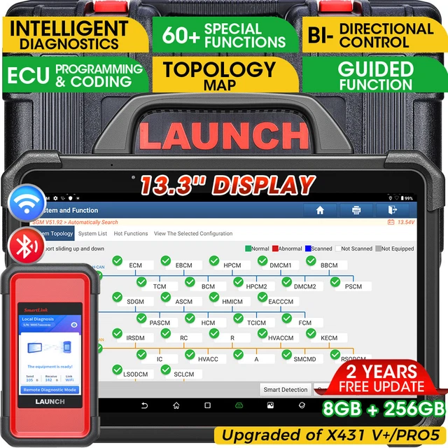 Launch X431 Elite Pour Land Rover & Jaguar – Valise Diagnostic Complète Bidirectionnelle + Programmation Clés + Mise à Jour Vie Entière