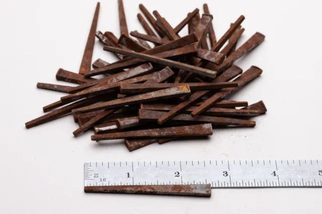 Square-Cut Nails - 2-1/2" Long, Vintage, with Rust Lot of (100)