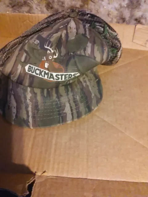 Buckmasters Trucker Hat Cap Vintage 90s Camo SnapBack Mesh Back USA Made