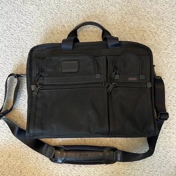 TUMI Alpha Expandable Laptop Organizer Briefcase Bag Black