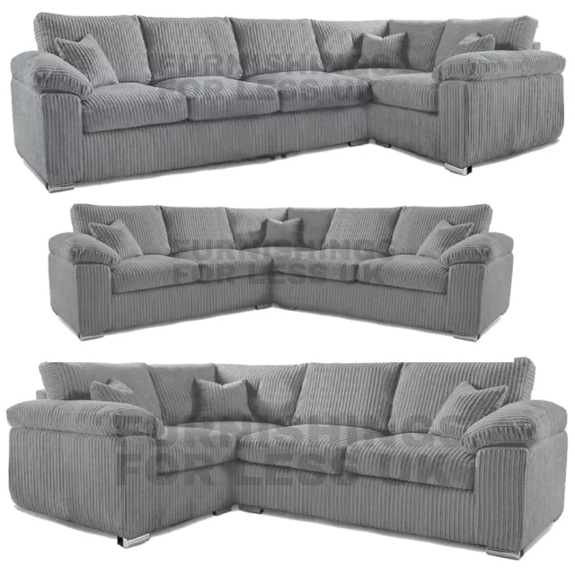 New Large Corner Sofa 4 5 Seater L Shaped Soft Cord Delta Bespoke Grey Sofas