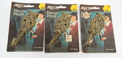 4D Vintage ARJON OWL Figure Hooks Cast Metal Decor Home Old Stock NEW Carded