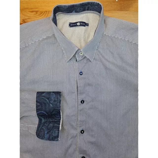 $155 Stone Rose Mens Striped Button-Up Print Shirt 5/XL 3