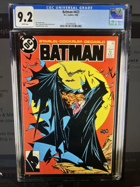 Batman #423 (1988) CGC 9.2 Iconic Todd Macfarlane Cover 1st Print