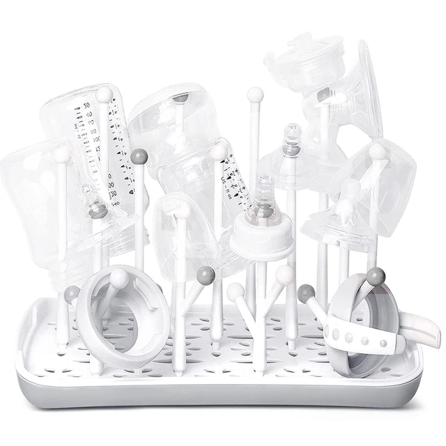 High Capacity Baby Bottle Drying Rack with Tray, Ideal for Safe Bottle Storage
