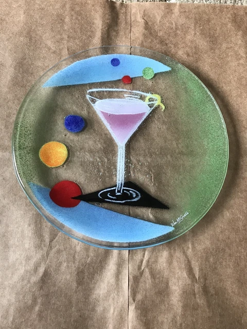 InKogneto Fused Fusion Art Glass Cocktails Cosmopolitan 56310 8” Plate McGrath