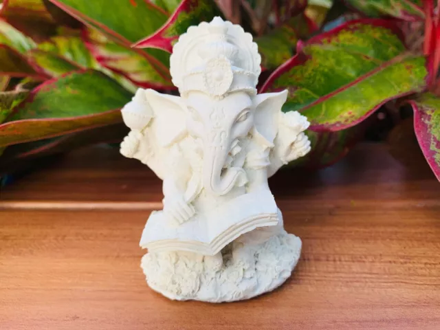 White Ganesha stone statue Lord Hindu God of Success Ganesh Elephant God figure