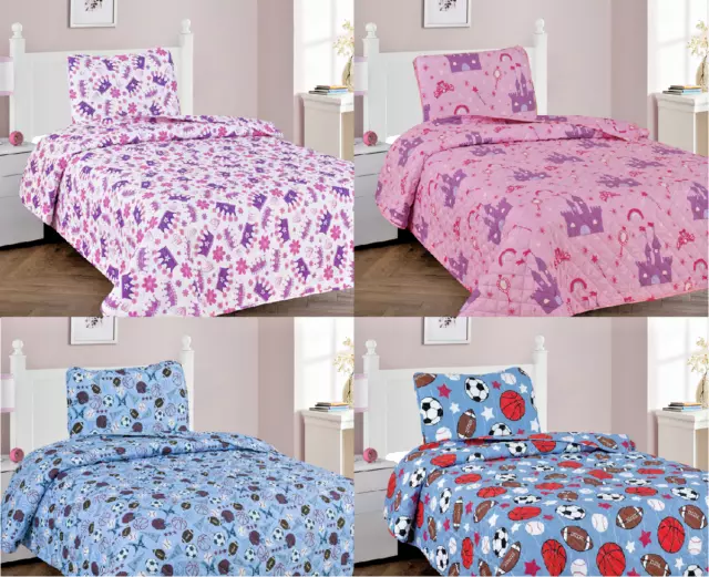 2/3Pc Printed Bed Spread Quilted Set Bedroom Pillowcases New Design Twin Full