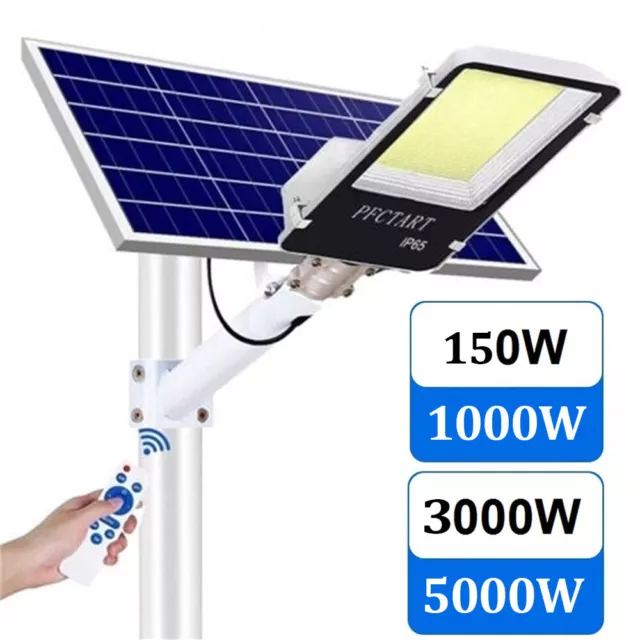 1000W 5000W Solar Street Lights Outdoor Dusk to Dawn Road Lamp Flood Light +Pole