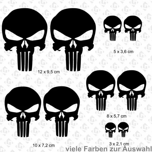 10  x Punisher Aufkleber Set JDM DUB Auto Totenkopf Skull OEM Shocker Bike