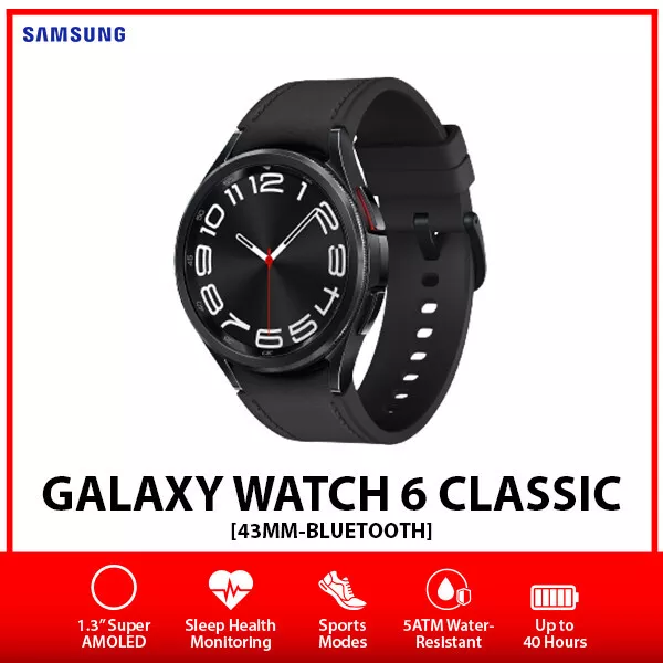 Samsung Galaxy Watch6 Classic Bluetooth Android Smartwatch (R950) – Black/43mm