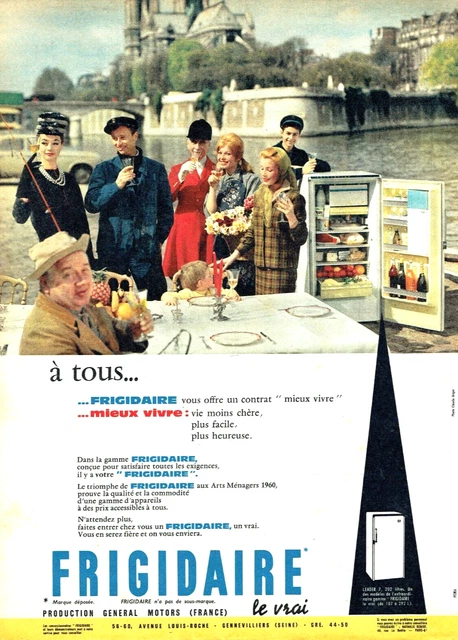Réfrigérateur Frigidaire 1960 Vintage - Décapé Et Patiné, Couleur Canon De Fusil, France