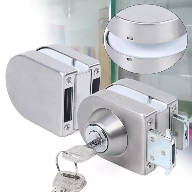 Double Door Glass Door Lock Frameless Stainless Steel Door Lock w/3 Keys 10-12mm